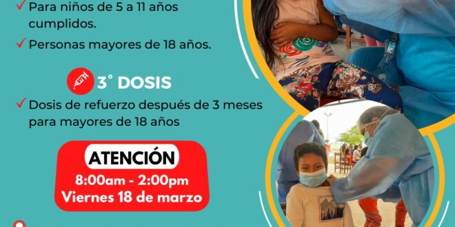 La Municipalidad Distrital de Lagunasinvita a la población a la vacunación contra la COVID-19